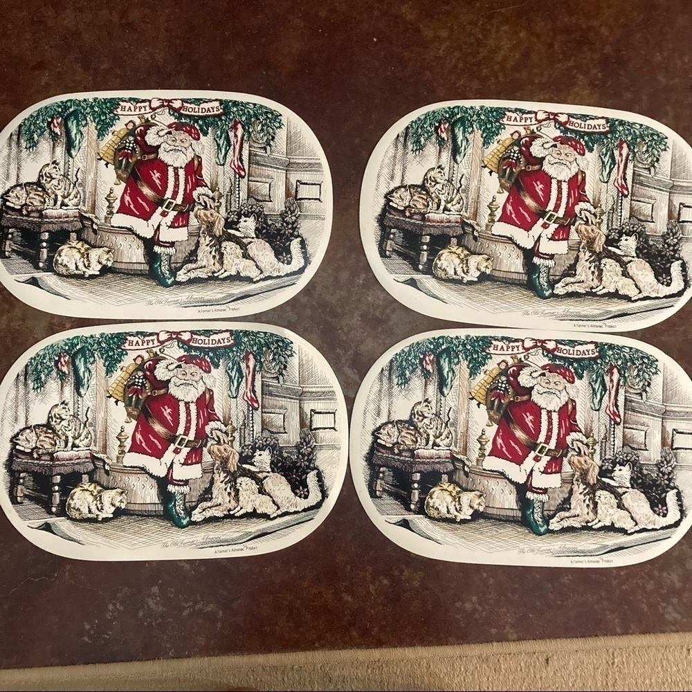 Vintage Farmer’s Almanac Santa Placemats